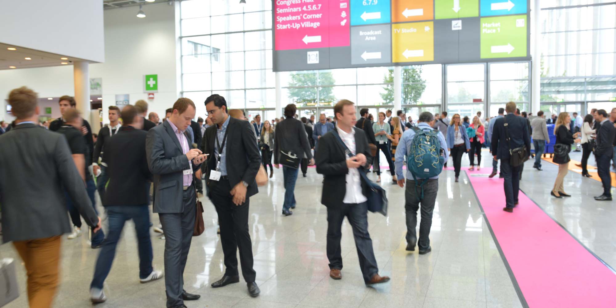 Business people attending a successful conference.